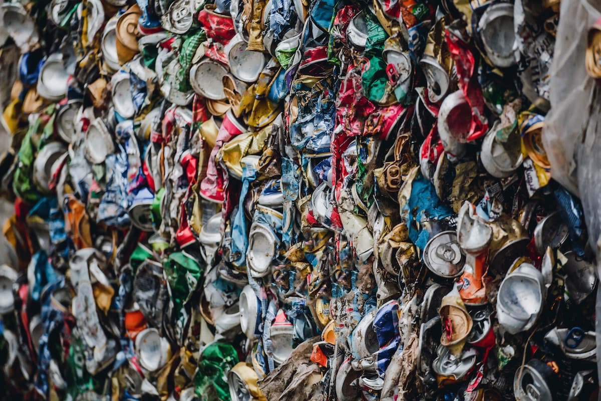 Scrap aluminium cans for metal recycling