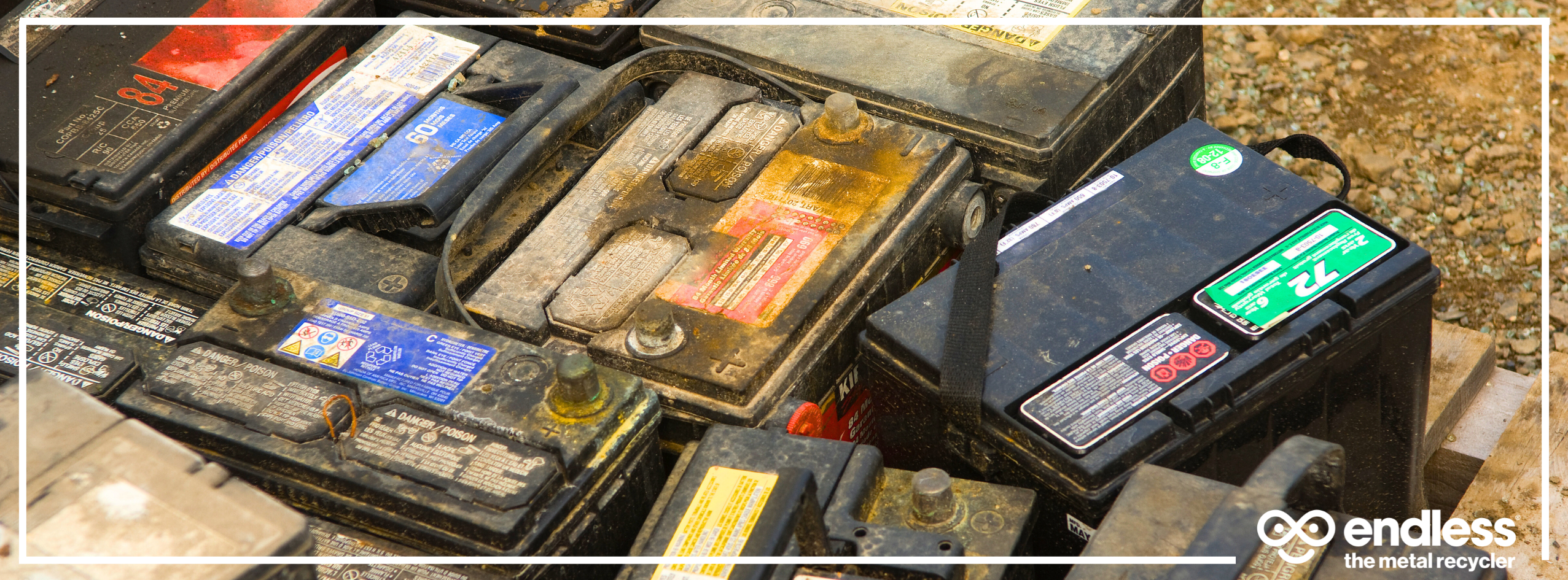 Lead-acid battery recycling pricing pile.