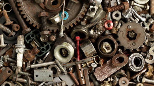 Collection of loose scrap metal